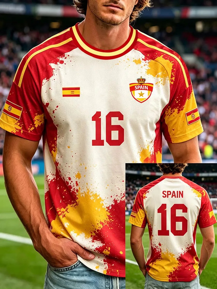Street Fashion In Spain - Kaos Sepak Bola Spanyol Lengan Pendek
