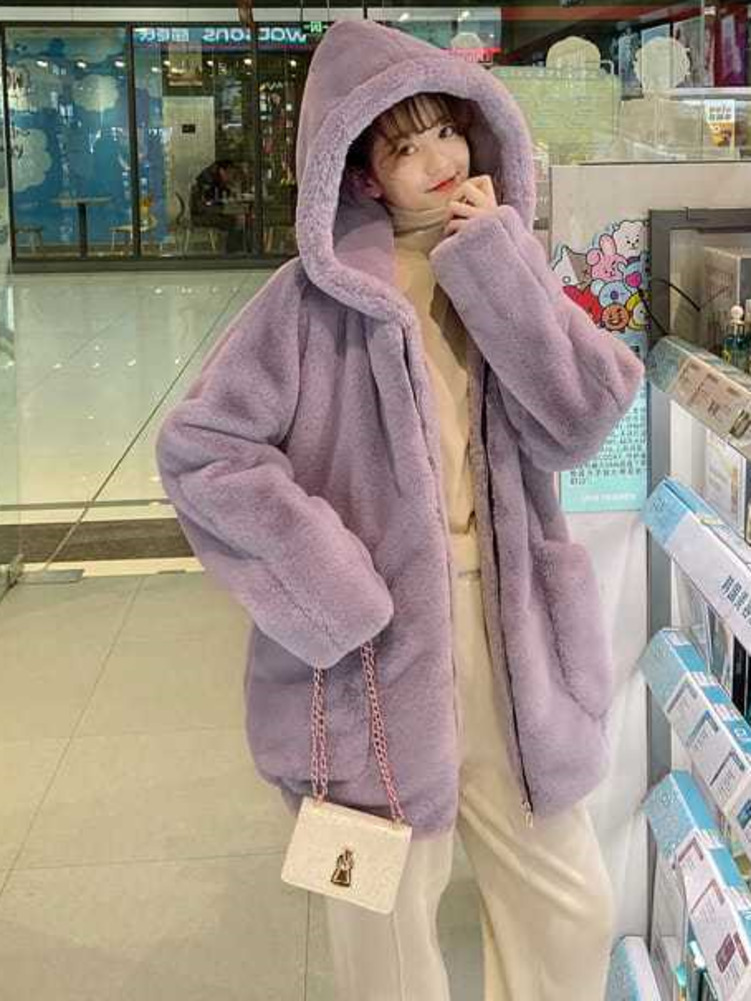 Street Fashion Hong Kong - Jaket Hoodie ukuran besar, mantel bulu