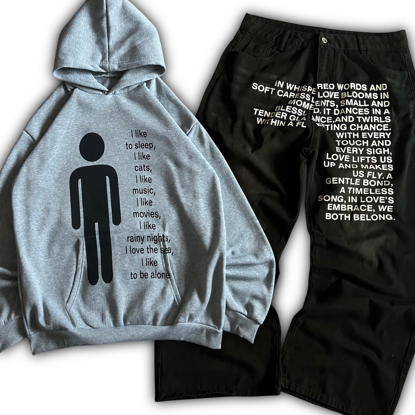 Street Fashion Hoodie - Celana Jeans Pola Amerika Y2K Set