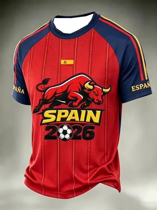Street Fashion In Spain - Kaos Penggemar Sepak Bola Spanyol Lengan