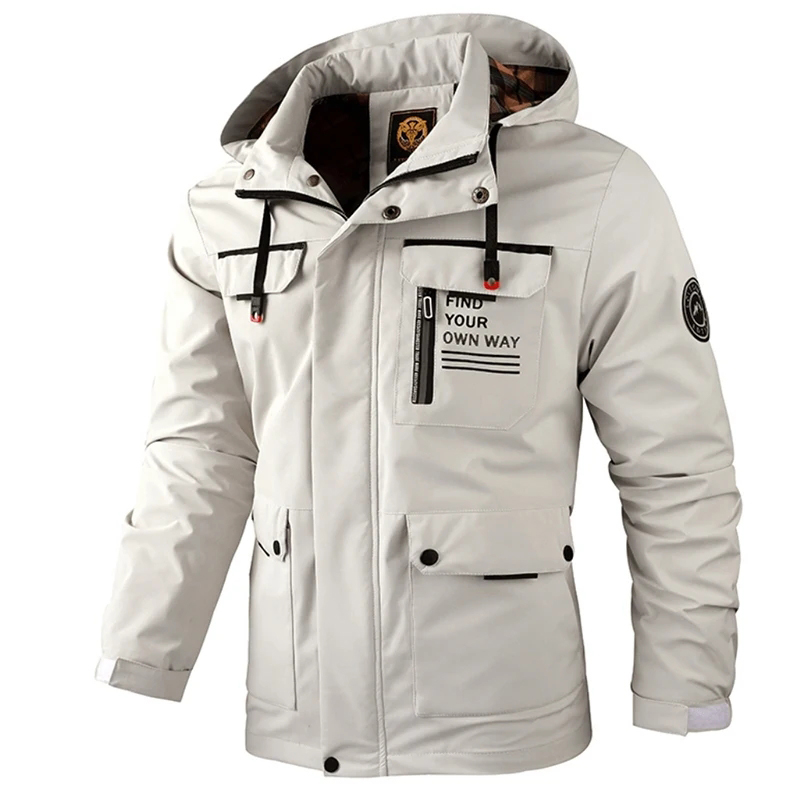 Windbreak Shell Jacket - Jaket Hoodie Pria Musim Gugur, Jaket