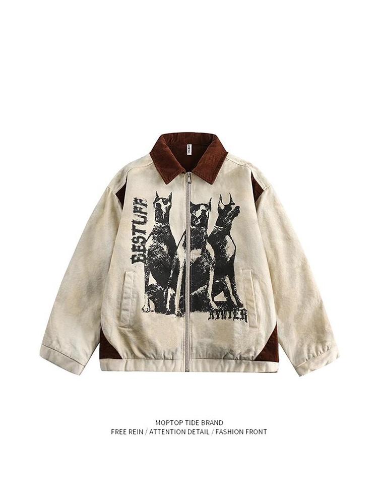 Street Fashion Culture - Jaket Pendek Vintage Gaya Amerika Longgar