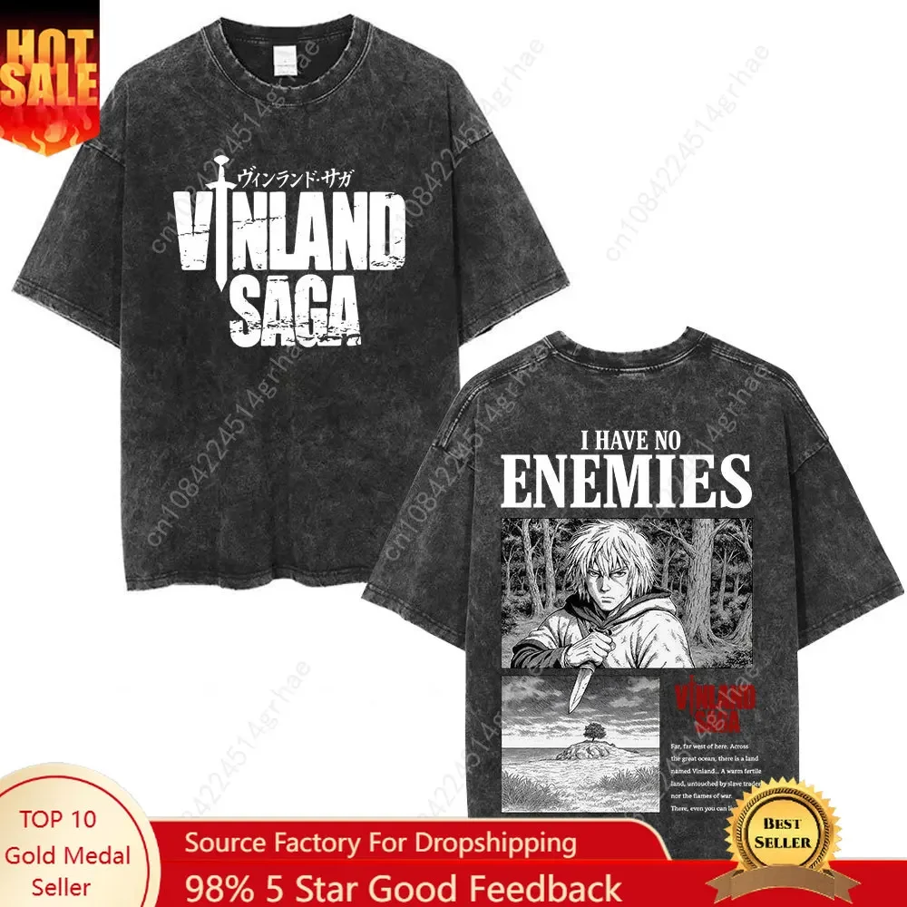 Street Fashion Anime - Kaos Vintage Washed Anime Vinland Saga
