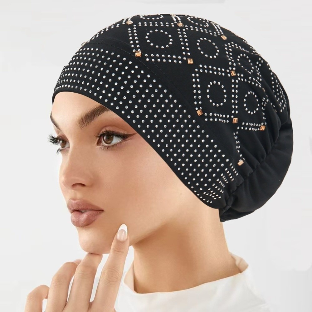 Street Fashion Hijab - Hijab Bonnet Wanita Berhias Berlian Nyaman,