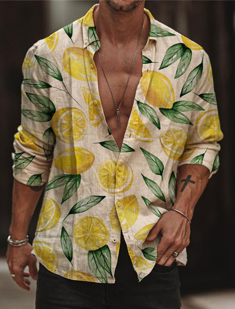 Street Fashion Shanghai - Kemeja Lemon Pria Kemeja Hawaii Musim