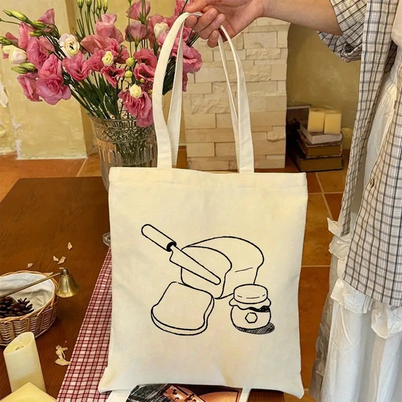 Tote Bag Canvas Print - Tas Tote Kanvas Motif Seni Garis