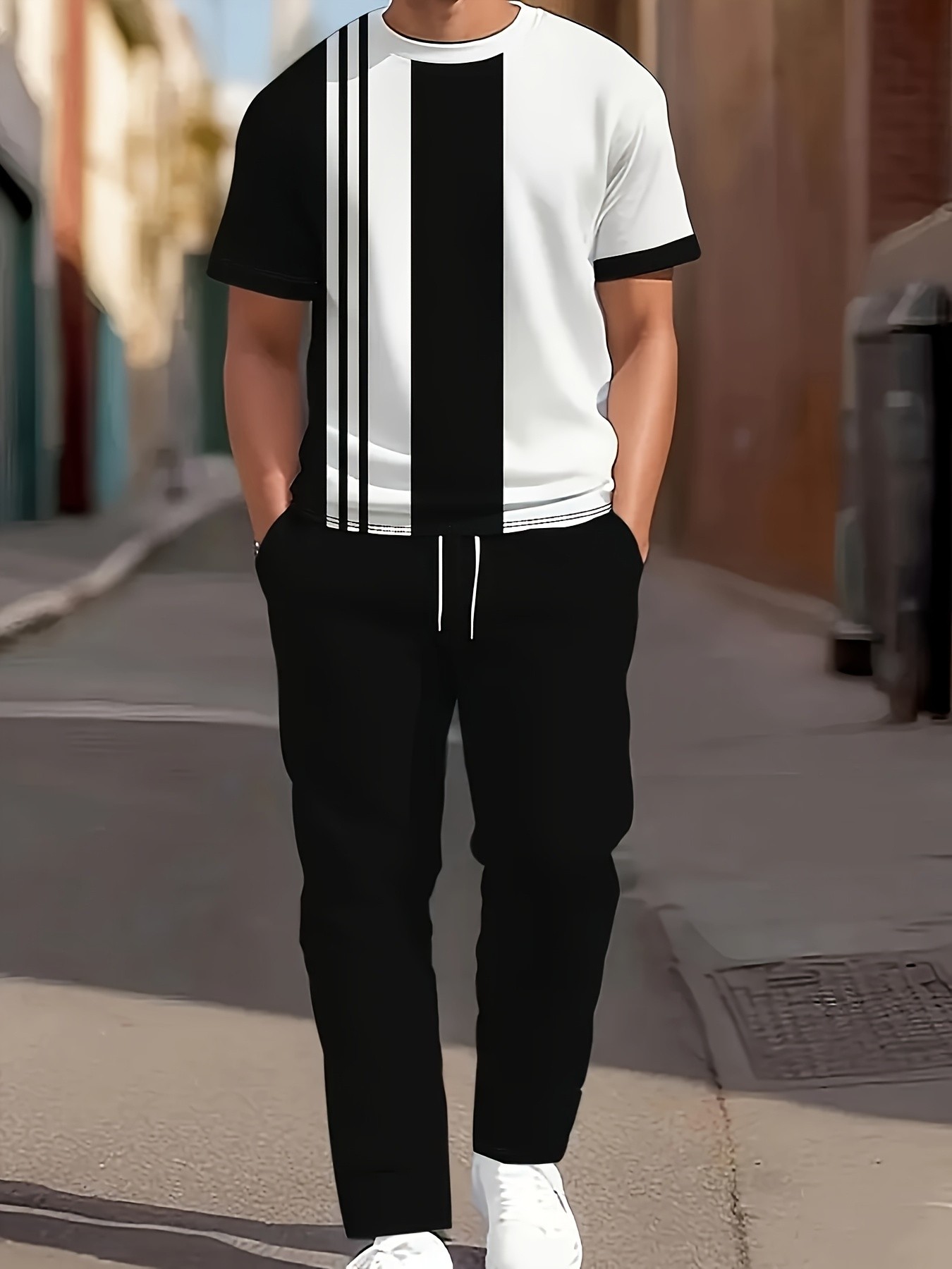 Street Summer Fashion - Setelan Celana Panjang Lengan Pendek Pria