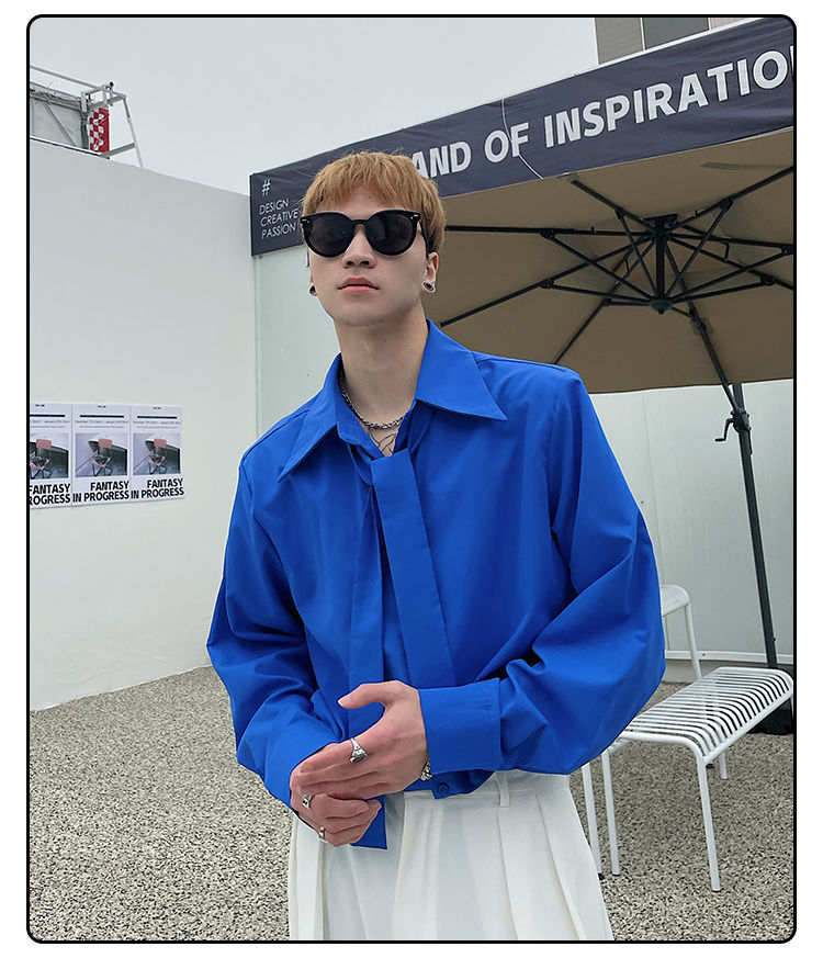 Street Fashion Hong Kong - Kemeja pria Korea lengan panjang, baju