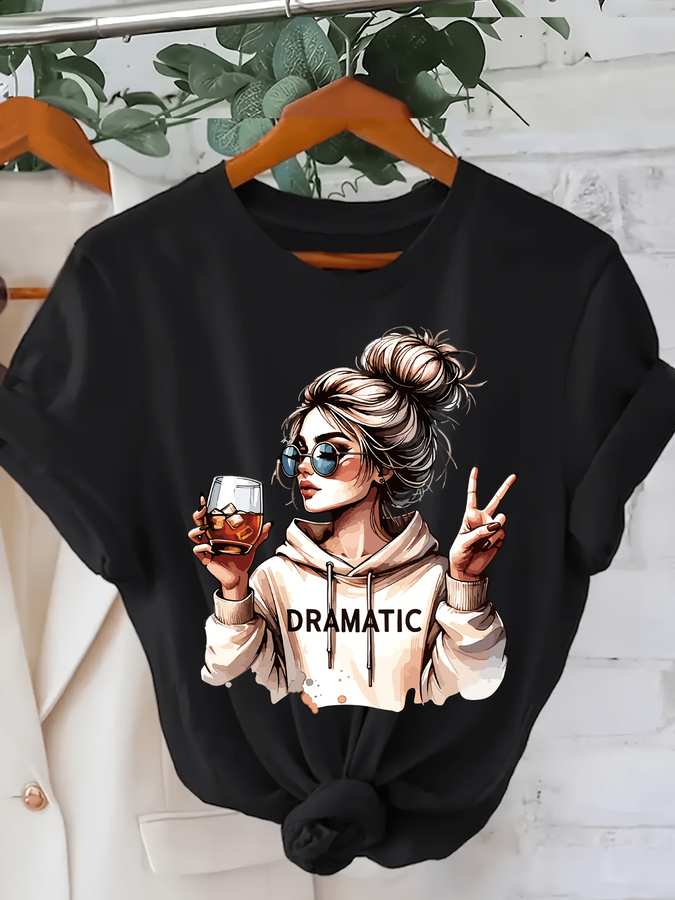 Street Fashion Trend 2025 - DRAMATIC 1pc Kaos Wanita Lengan Pendek