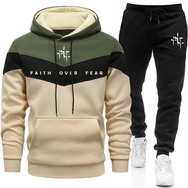 Faith Over Fear Setelan Olahra - Street Fashion Hoodie ulasan dan harga