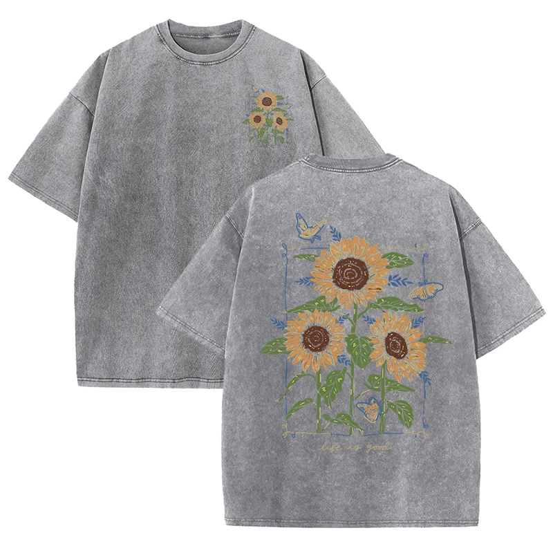 Kaos oblong motif bunga mataha - Street Fashion Shanghai ulasan dan harga