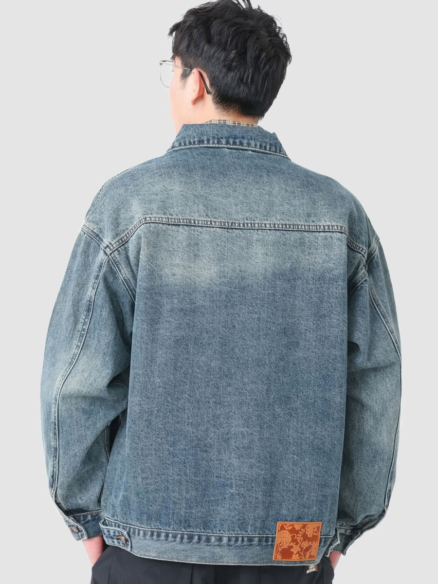 Jaket Denim saku bordir antik  - Street Fashion Hong Kong ulasan dan harga
