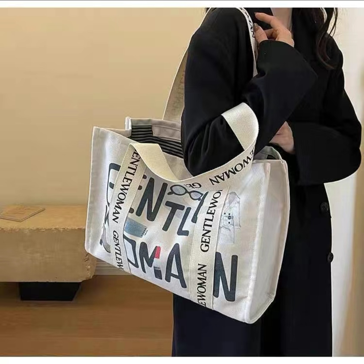 Tas Tote Kanvas Besar Motif Hu - Tote Bag Canvas Print ulasan dan harga