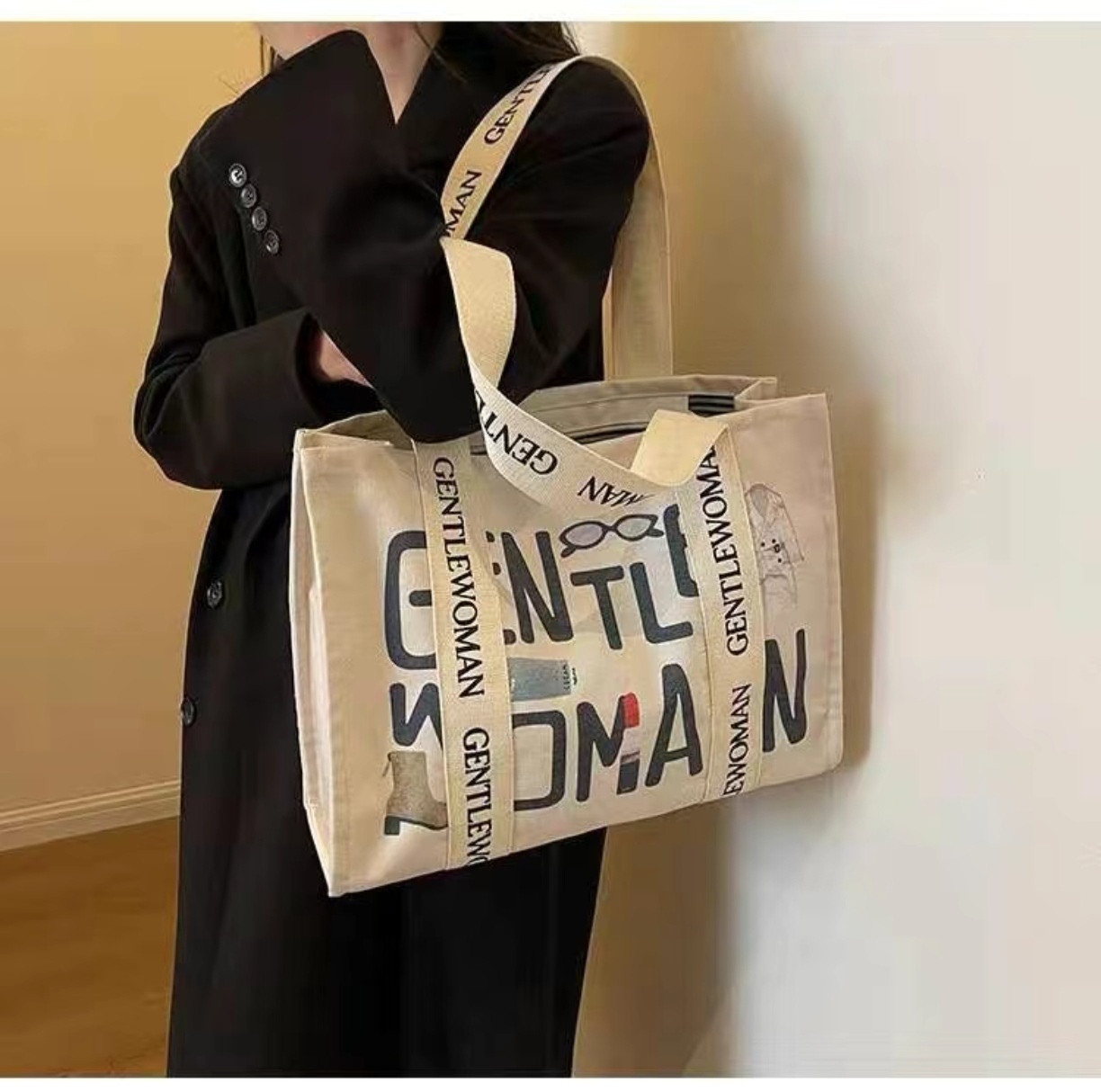 Tas Tote Kanvas Besar Motif Hu - Tote Bag Canvas Print ulasan dan harga