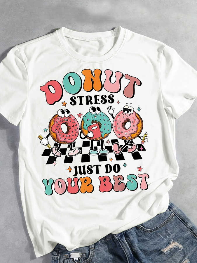 Kaos Cetak Donat Kartun, Atasa - Street Fashion Trend 2025 ulasan dan harga