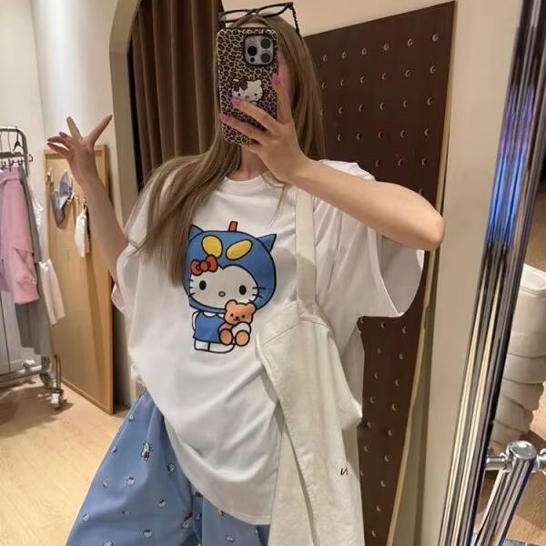 Kaus Cetak Hello Kitty Lengan  - Street Summer Fashion ulasan dan harga