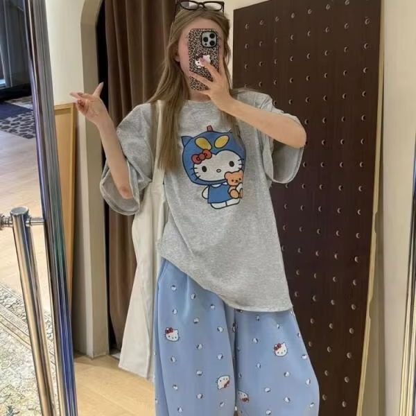 Kaus Cetak Hello Kitty Lengan  - Street Summer Fashion ulasan dan harga