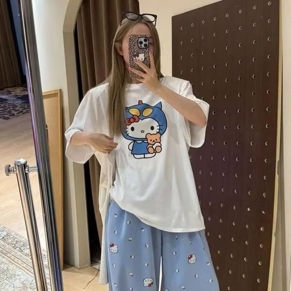 Kaus Cetak Hello Kitty Lengan  - Street Summer Fashion ulasan dan harga