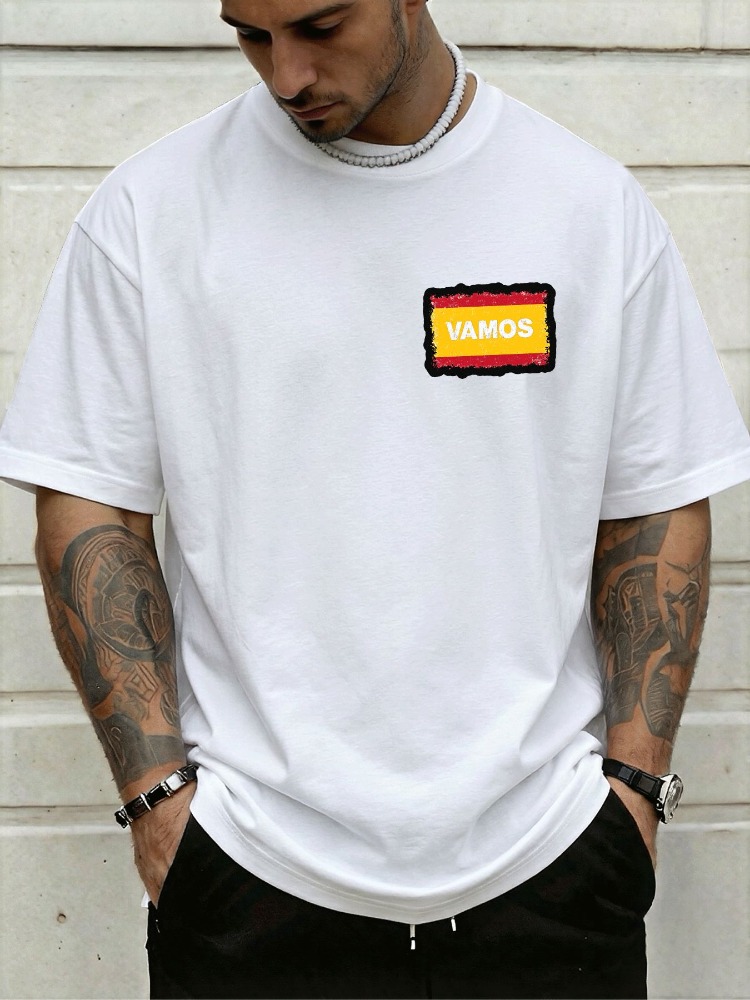 Kaos Crew Neck Pria dengan Gra - Street Fashion In Spain ulasan dan harga