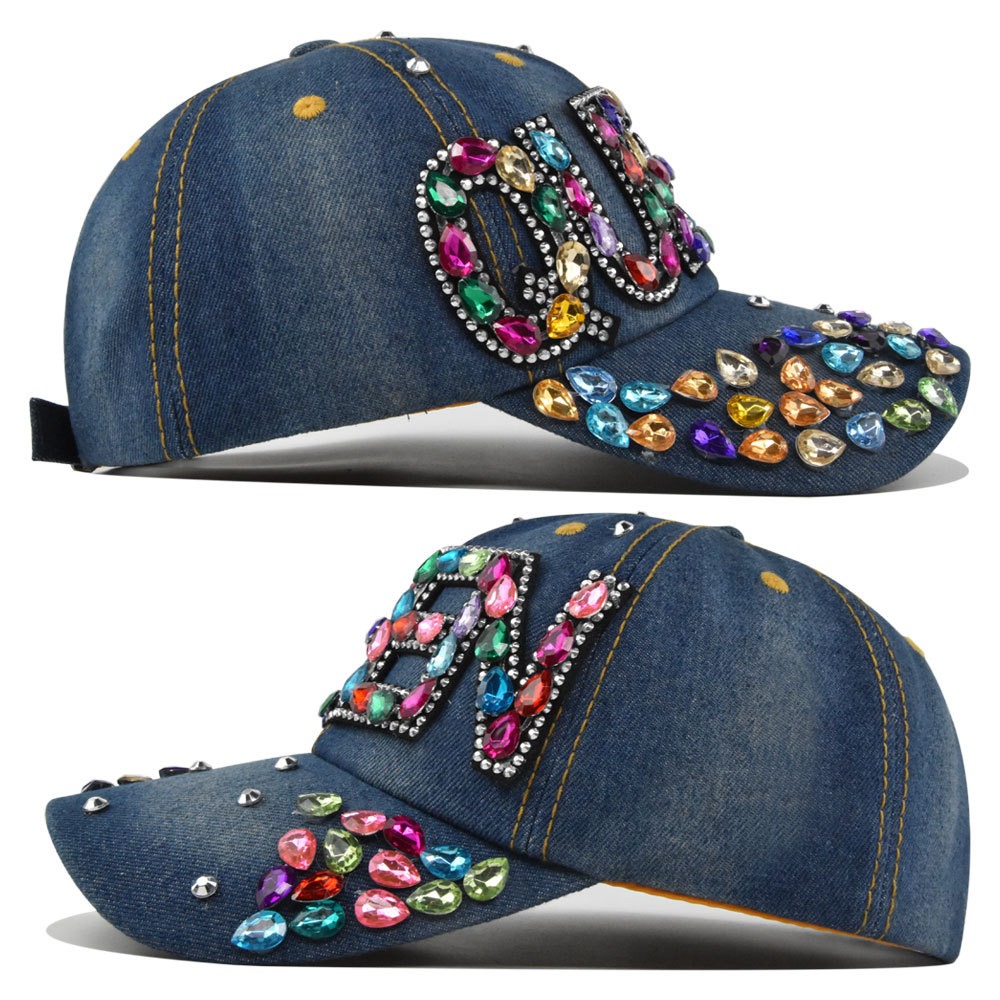 Topi Bisbol Denim Berlian Imit - Queen Street Fashion ulasan dan harga
