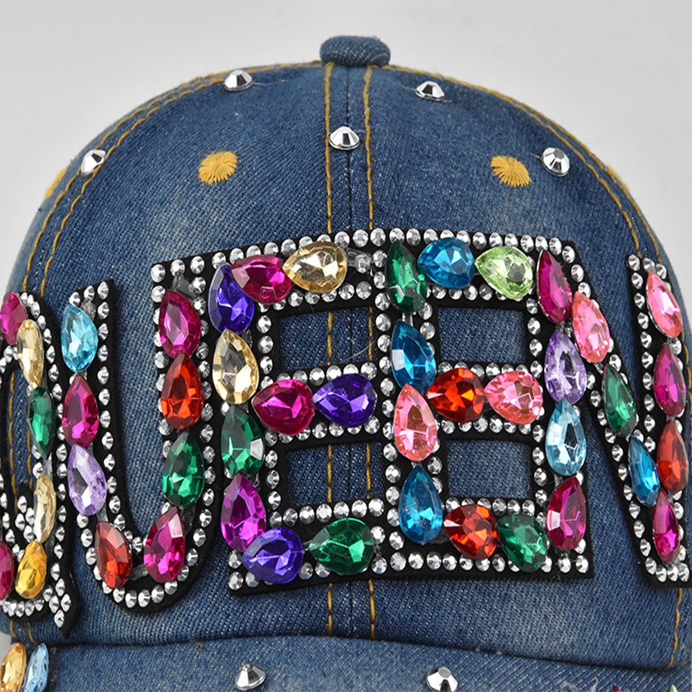 Topi Bisbol Denim Berlian Imit - Queen Street Fashion ulasan dan harga