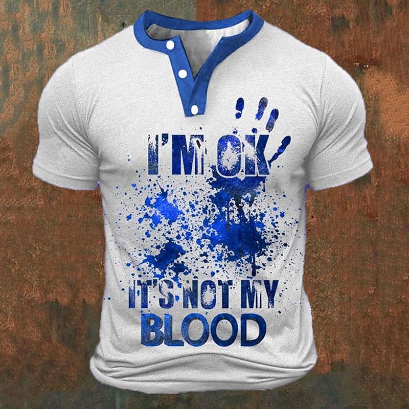 Kaos Henley Pria Cetak Huruf 3 - Street Summer Fashion ulasan dan harga