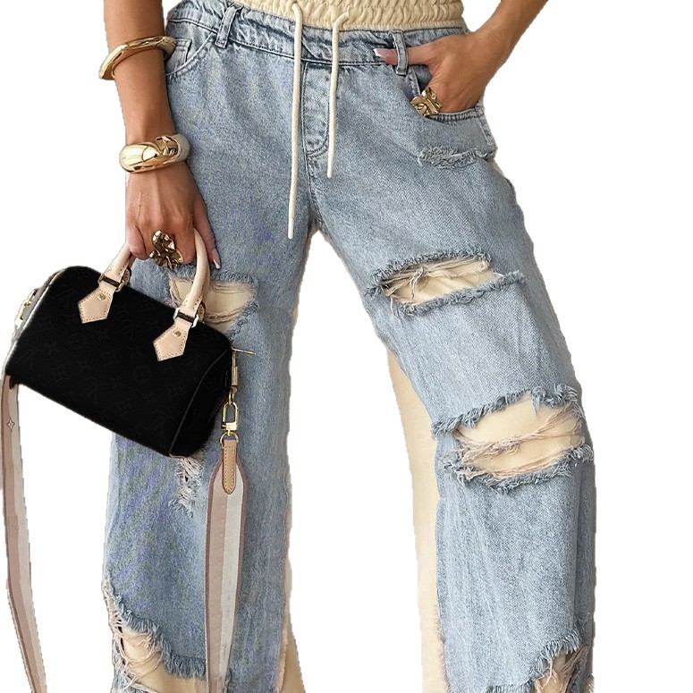 Celana Jeans Berlubang Tipis G - Street Fashion Hong Kong ulasan dan harga