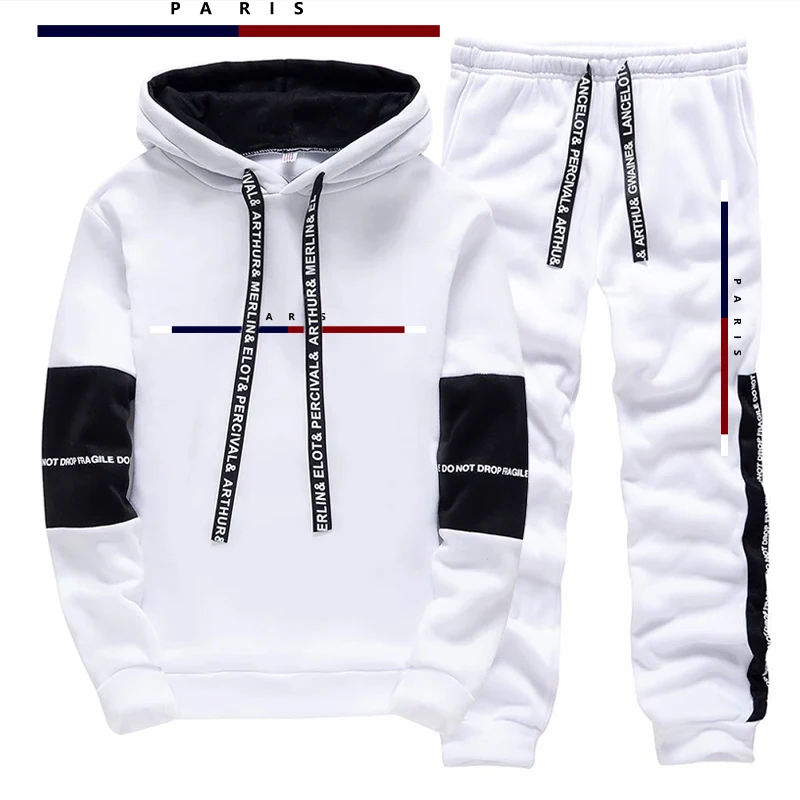 Setelan Pria Motif Cetak Paris - Street Fashion Hoodie ulasan dan harga